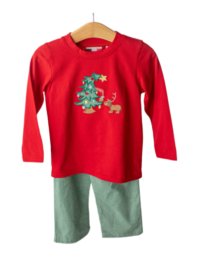 Banana Split Green & Grumpy Boys Pants Set - Red, tree, dog