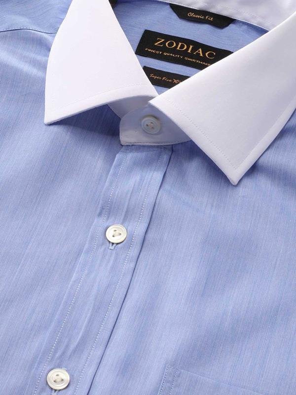 Bankers Medium Blue Solid Full sleeve double cuff Classic Fit Classic Formal Cotton Shirt