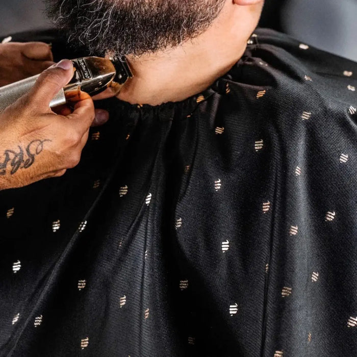Barber Strong Shield Barber Cutting Cape - Black/Gold - BUYBARBER.COM