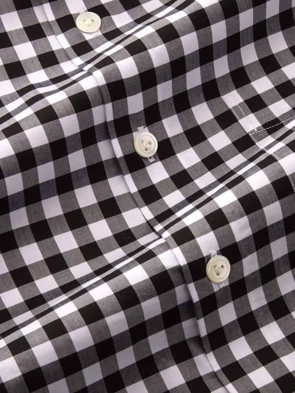 Barboni Black & White Check Single Cuff Tailored Fit Classic Formal Silk Touch Egyptian Giza Cotton Shirt