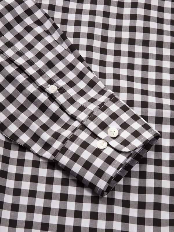 Barboni Black & White Check Single Cuff Tailored Fit Classic Formal Silk Touch Egyptian Giza Cotton Shirt