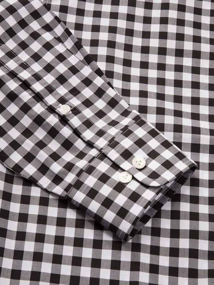 Barboni Black & White Check Single Cuff Tailored Fit Classic Formal Silk Touch Egyptian Giza Cotton Shirt