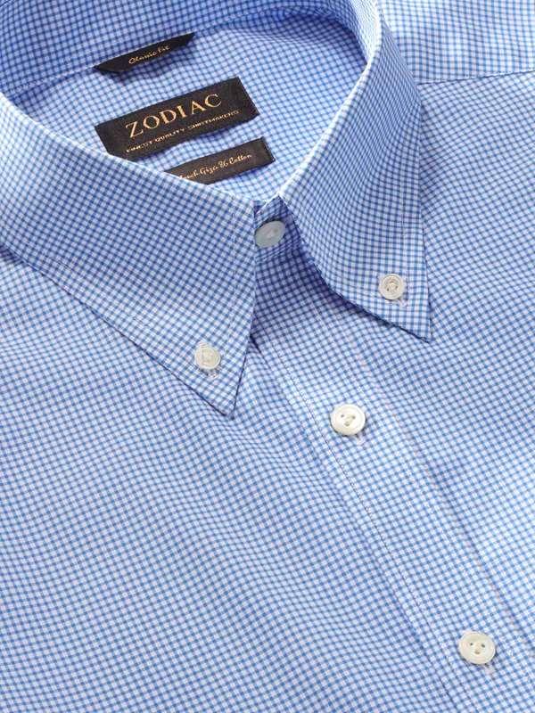 Barboni Blue Check Full Sleeve Single Cuff Classic Fit Classic Formal Silk Touch Egyptian Giza Cotton Shirt