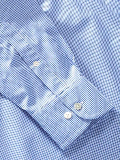 Barboni Blue Check Full Sleeve Single Cuff Classic Fit Classic Formal Silk Touch Egyptian Giza Cotton Shirt