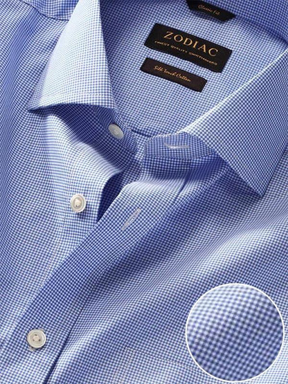 Barboni Blue Check Half Sleeve Classic Fit Semi Formal Silk Touch Egyptian Giza Cotton Shirt