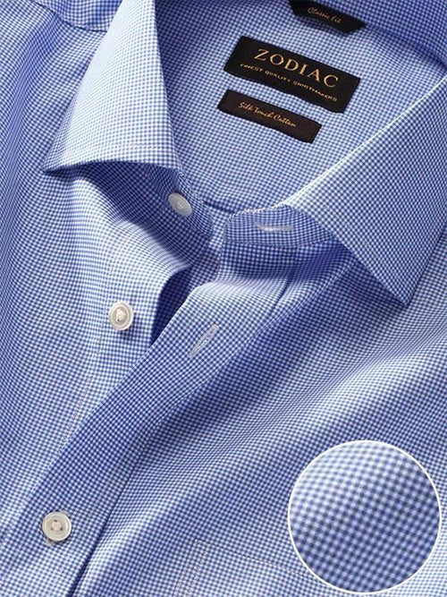 Barboni Blue Check Half Sleeve Classic Fit Semi Formal Silk Touch Egyptian Giza Cotton Shirt
