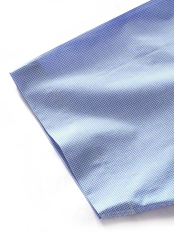 Barboni Blue Check Half Sleeve Classic Fit Semi Formal Silk Touch Egyptian Giza Cotton Shirt