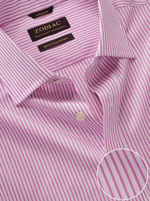 Barboni Pink Striped Full Sleeve Single Cuff Classic Fit Classic Formal Silk Touch Egyptian Giza Cotton Shirt