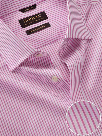 Barboni Pink Striped Full Sleeve Single Cuff Classic Fit Classic Formal Silk Touch Egyptian Giza Cotton Shirt