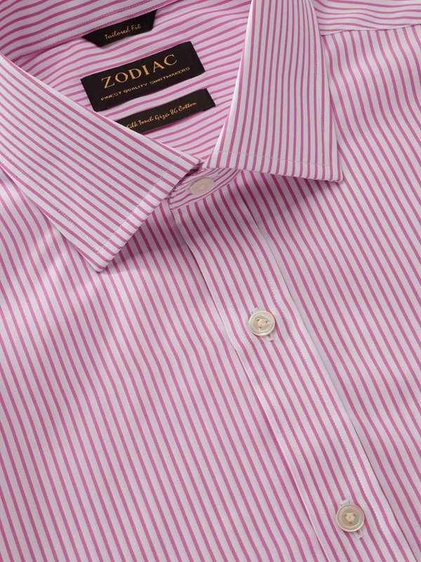 Barboni Pink Striped Full Sleeve Single Cuff Classic Fit Classic Formal Silk Touch Egyptian Giza Cotton Shirt