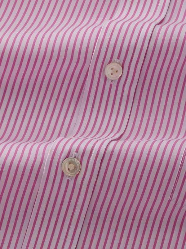 Barboni Pink Striped Full Sleeve Single Cuff Classic Fit Classic Formal Silk Touch Egyptian Giza Cotton Shirt