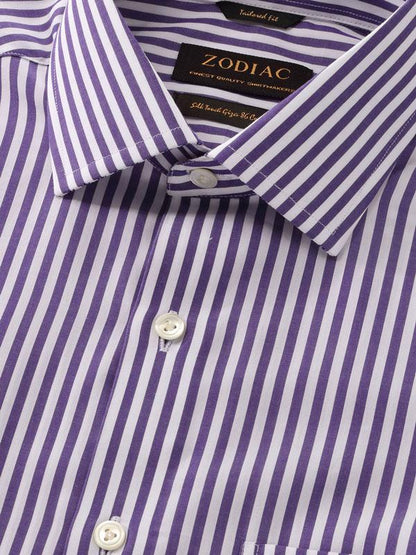 Barboni Purple Striped Full Sleeve Single Cuff Tailored Fit Classic Formal Silk Touch Egyptian Giza Cotton Shirt