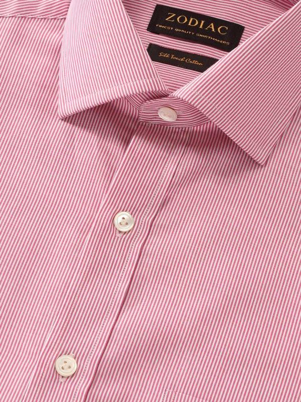 Barboni Red Striped Full Sleeve Single Cuff Classic Fit Classic Formal Silk Touch Egyptian Giza Cotton Shirt
