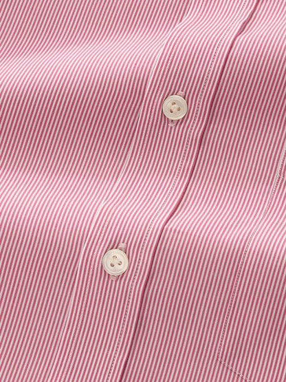 Barboni Red Striped Full Sleeve Single Cuff Classic Fit Classic Formal Silk Touch Egyptian Giza Cotton Shirt