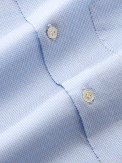 Barboni Sky Check Full Sleeve Single Cuff Tailored Fit Classic Formal Silk Touch Egyptian Giza Cotton Shirt