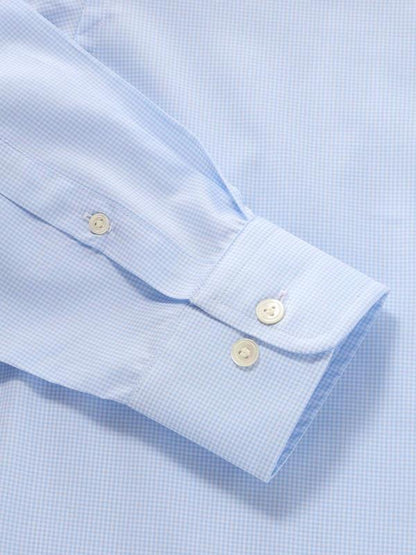 Barboni Sky Check Full Sleeve Single Cuff Tailored Fit Classic Formal Silk Touch Egyptian Giza Cotton Shirt