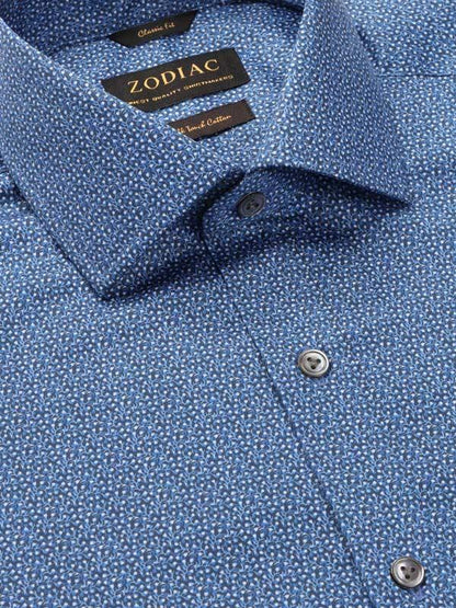 Bassano Blue Printed Full Sleeve Single Cuff Classic Fit Dark Semi Formal Cotton Shirt
