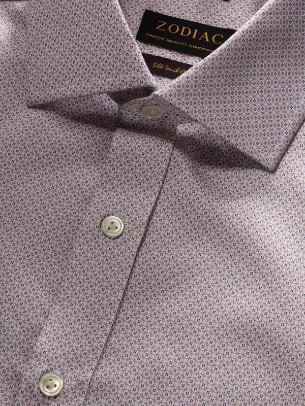 Bassano Cream Printed Full Sleeve Single Cuff Classic Fit Classic Formal Cotton Shirt