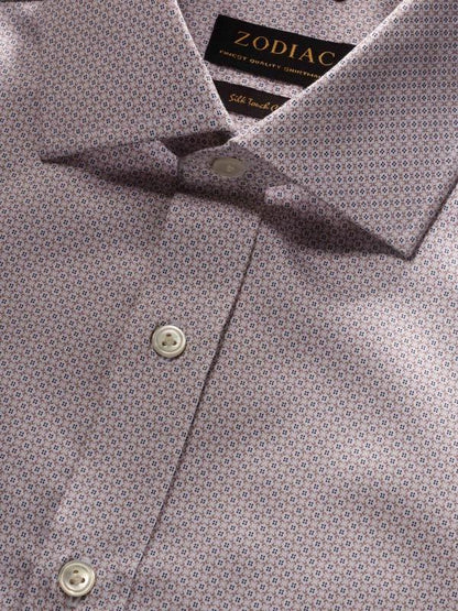 Bassano Cream Printed Full Sleeve Single Cuff Classic Fit Classic Formal Cotton Shirt