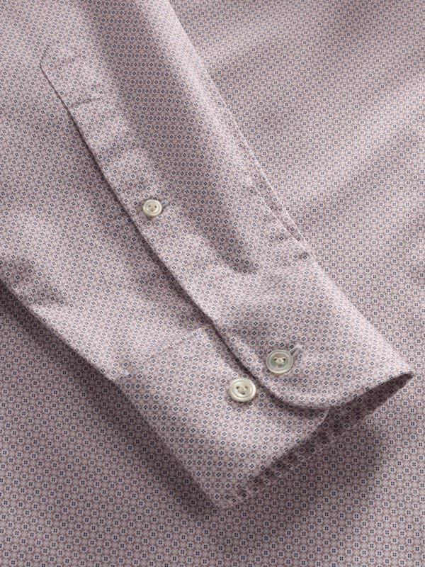 Bassano Cream Printed Full Sleeve Single Cuff Classic Fit Classic Formal Cotton Shirt