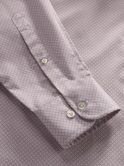 Bassano Cream Printed Full Sleeve Single Cuff Classic Fit Classic Formal Cotton Shirt