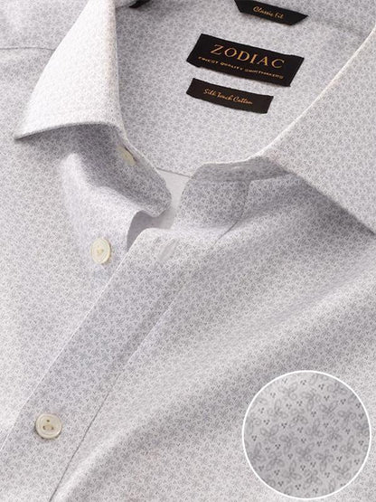Bassano Light Grey Printed Full Sleeve Single Cuff Classic Fit Classic Formal Cotton Shirt