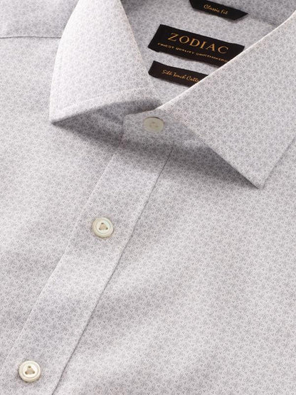 Bassano Light Grey Printed Full Sleeve Single Cuff Classic Fit Classic Formal Cotton Shirt