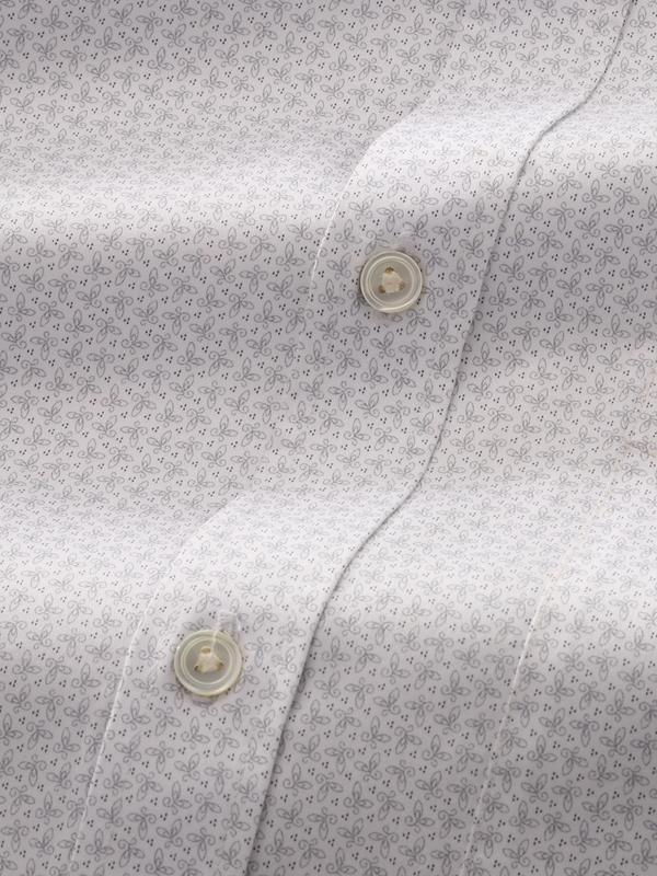 Bassano Light Grey Printed Full Sleeve Single Cuff Classic Fit Classic Formal Cotton Shirt