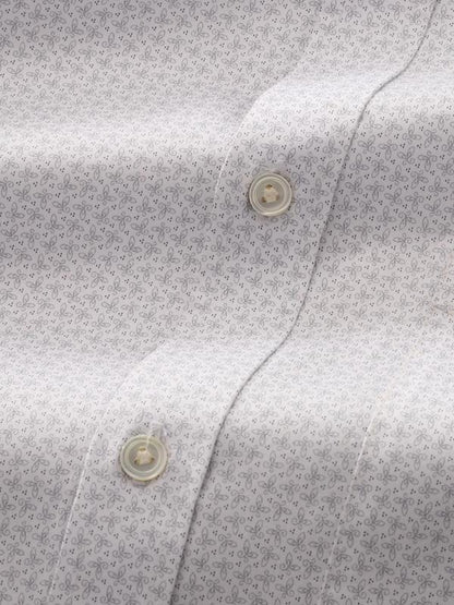 Bassano Light Grey Printed Full Sleeve Single Cuff Classic Fit Classic Formal Cotton Shirt