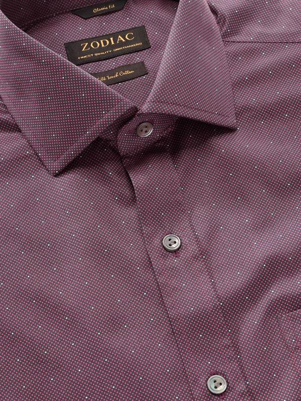 Bassano Maroon Printed Full Sleeve Single Cuff Classic Fit Dark Semi Formal Cotton Shirt