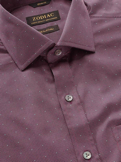 Bassano Maroon Printed Full Sleeve Single Cuff Classic Fit Dark Semi Formal Cotton Shirt