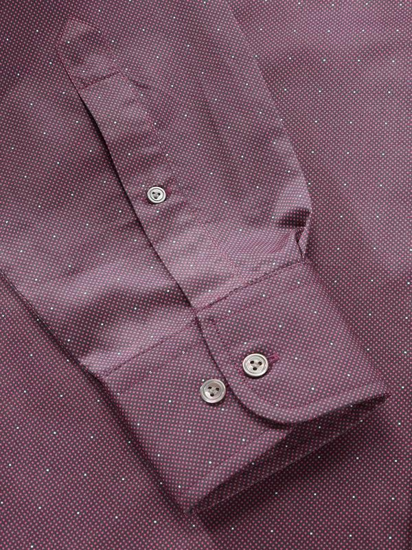 Bassano Maroon Printed Full Sleeve Single Cuff Classic Fit Dark Semi Formal Cotton Shirt