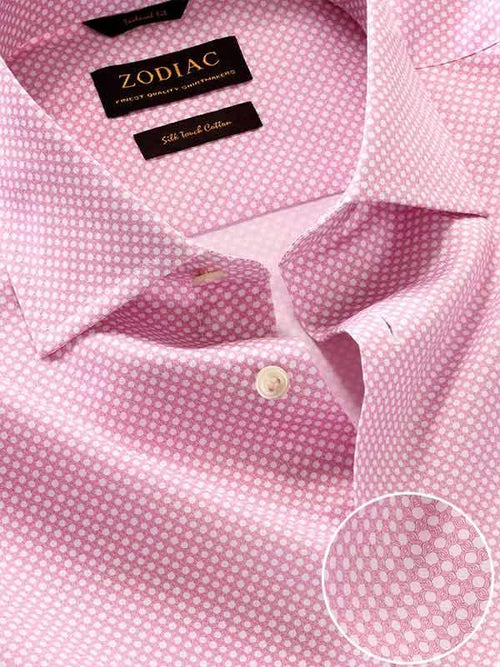 Bassano Pink Printed Full Sleeve Single Cuff Tailored Fit Classic Formal Cotton Shirt