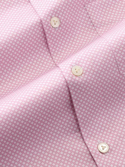 Bassano Pink Printed Full Sleeve Single Cuff Tailored Fit Classic Formal Cotton Shirt