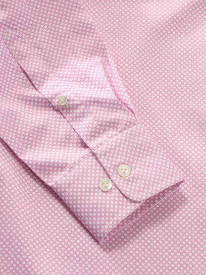 Bassano Pink Printed Full Sleeve Single Cuff Tailored Fit Classic Formal Cotton Shirt