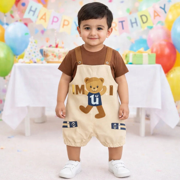 BB - 2 Pieces - Dungaree Set - Brown - Go - China