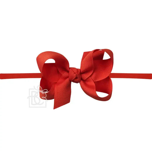 BC 3.5" Red Grosgrain Bow on Elastic Headband