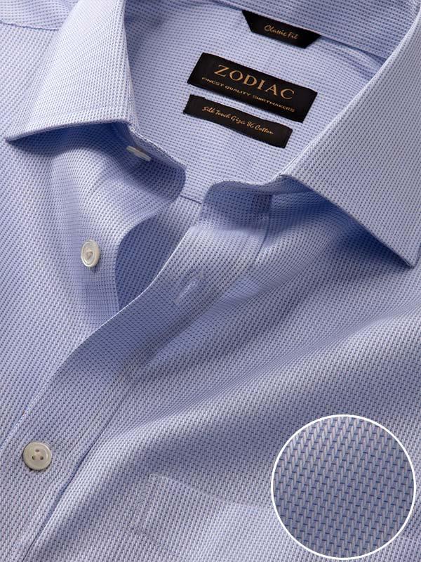 Benna Sky Solid Full Sleeve Single Cuff Classic Fit Classic  Formal Egyptian Giza 86 Silk Touch Cotton Shirt