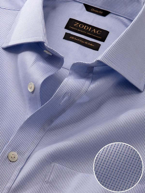 Benna Sky Solid Full Sleeve Single Cuff Classic Fit Classic  Formal Egyptian Giza 86 Silk Touch Cotton Shirt