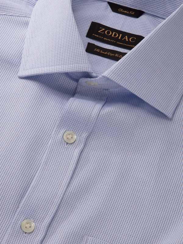 Benna Sky Solid Full Sleeve Single Cuff Classic Fit Classic  Formal Egyptian Giza 86 Silk Touch Cotton Shirt