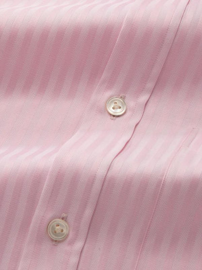 Bertolucci Pink Striped Full Sleeve Double Cuff Classic Fit Classic Formal Two Ply Mercerized Cotton Shirt
