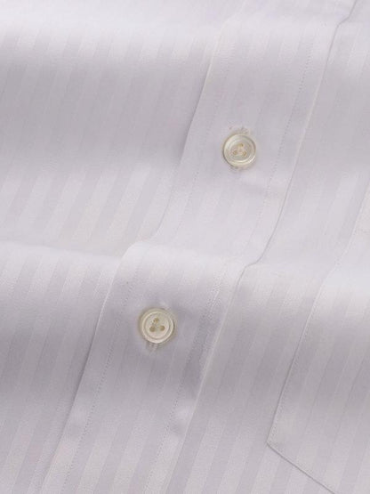 Bertolucci White Striped Full Sleeve Double Cuff Tailored Fit Classic Formal Two Ply Mercerized Cotton Shirt