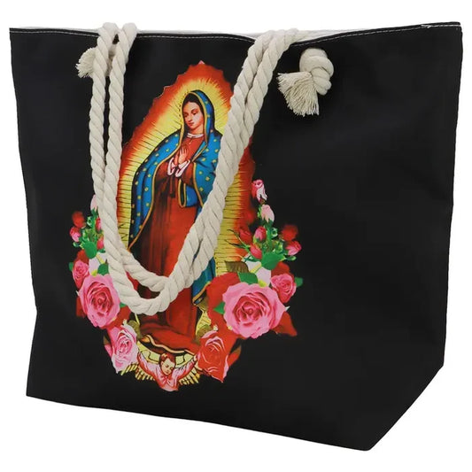 Black Our Lady of Guadalupe Tote Bag