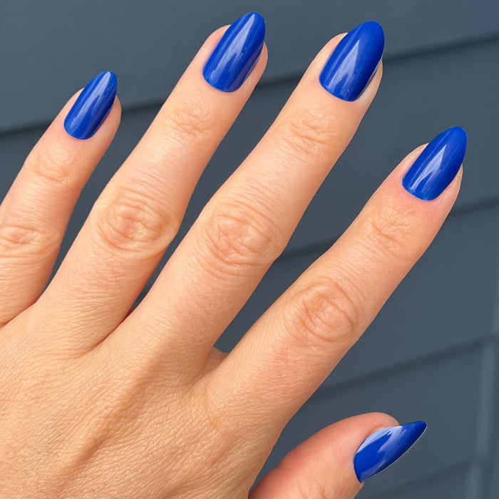 Blueberry Muffin | Almond | Medium cobalt blue medium almond press-on nails for a vibrant at-home manicure
