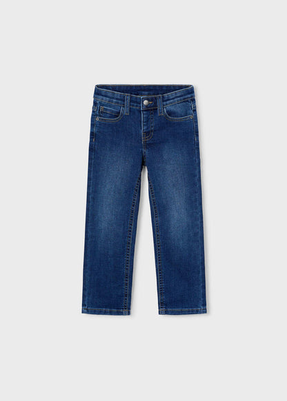 Mayoral boys slim fit jeans in Dark Denim with a clean everyday silhouette for ages 2Y to 10Y.