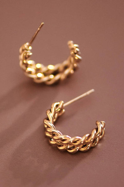 Braided Gold Hoop Earrings | 18K Gold Plated