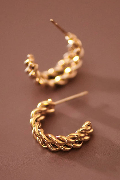 Braided Gold Hoop Earrings | 18K Gold Plated