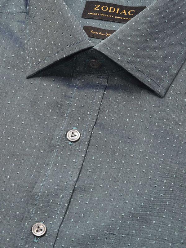 Bramante Teal Solid Full Sleeve Single Cuff Tailored Fit Semi Formal Dark Super Fine Cotton Shirt