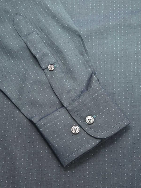 Bramante Teal Solid Full Sleeve Single Cuff Tailored Fit Semi Formal Dark Super Fine Cotton Shirt