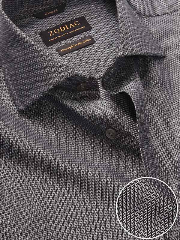 Bruciato Black Solid Single Cuff Classic Fit Semi Formal Dark Two Ply Mercerized Cotton Shirt